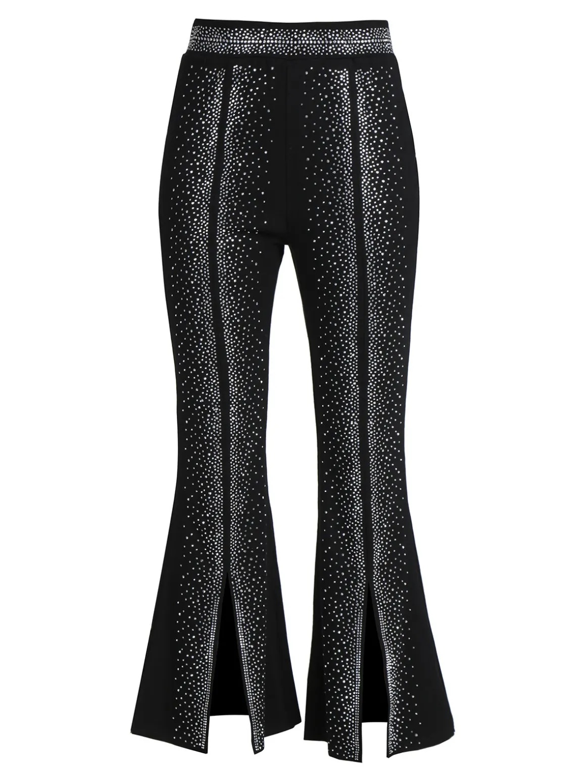 Solada Pantaloni eleganti da donna con strass e finale a zampa con spacco