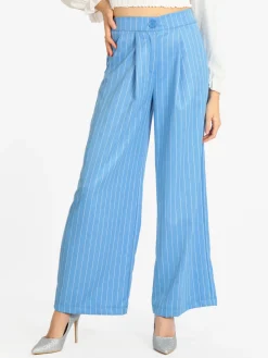Solada Pantaloni gessati donna a gamba larga