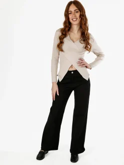 Solada Pantaloni jeans da donna a gamba larga push-up - nero