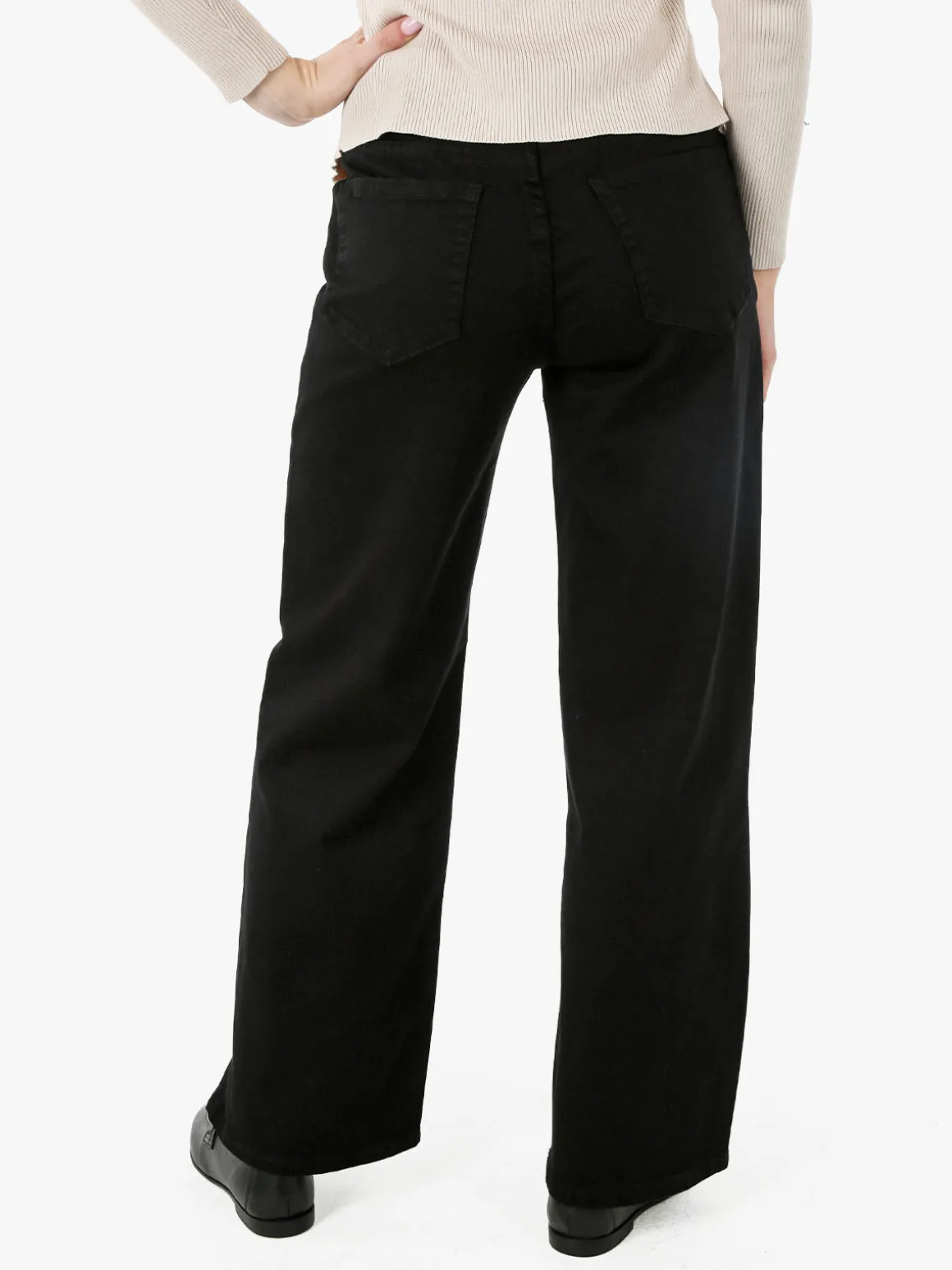 Solada Pantaloni jeans da donna a gamba larga push-up - nero