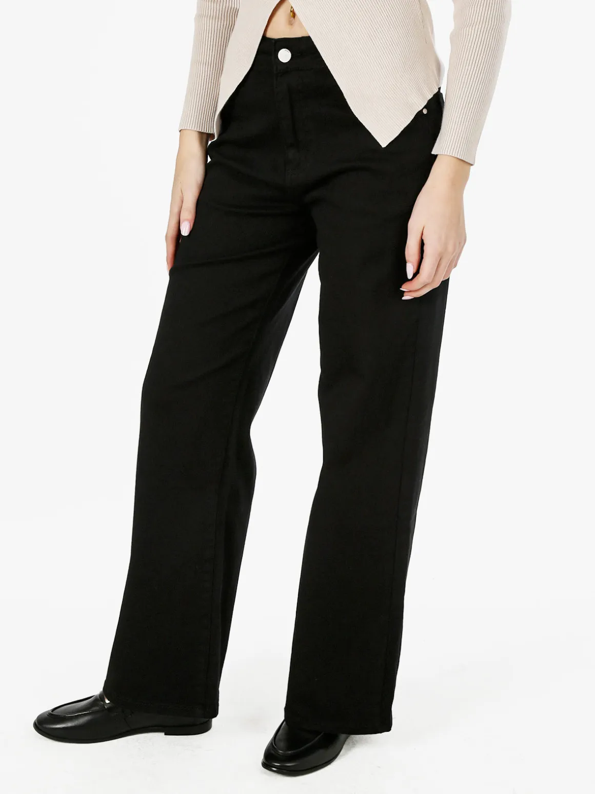 Solada Pantaloni jeans da donna a gamba larga push-up - nero