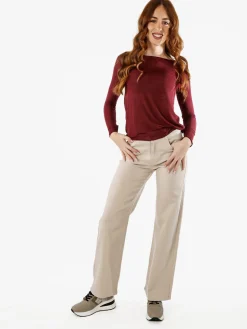 Solada Pantaloni jeans da donna a gamba larga push-up - beige