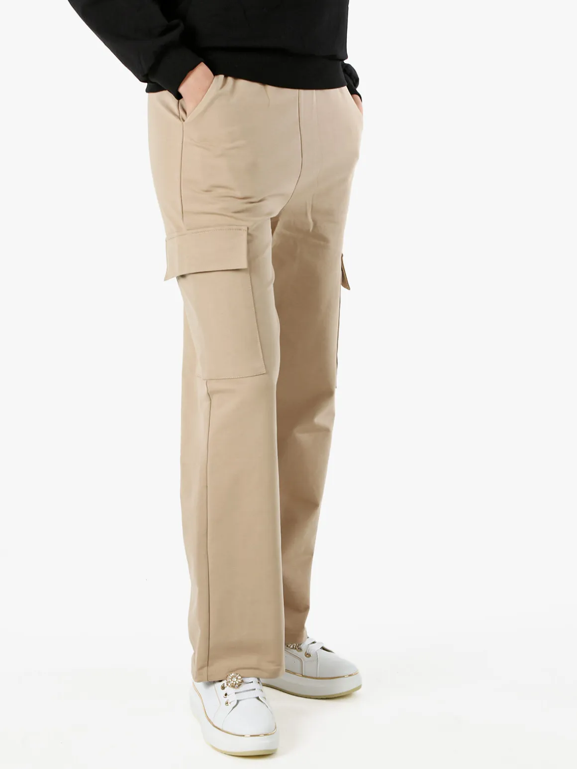 Solada Pantaloni tuta da donna con tasconi a gamba dritta - khaki