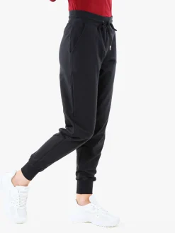 Solada Pantaloni tuta da donna in cotone con coulisse e polsini - nero