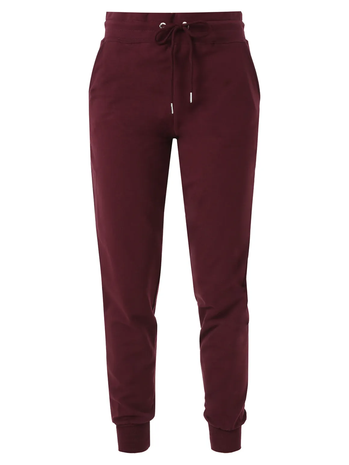 Solada Pantaloni tuta da donna in cotone con coulisse e polsini - bordeaux