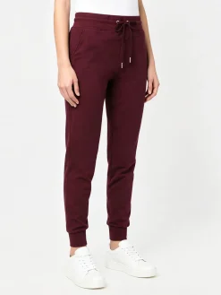 Solada Pantaloni tuta da donna in cotone con coulisse e polsini - bordeaux