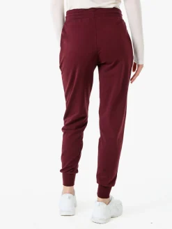 Solada Pantaloni tuta da donna in cotone con coulisse e polsini - bordeaux
