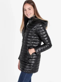 Solada Piumino donna lungo reversibile con cappuccio - panna