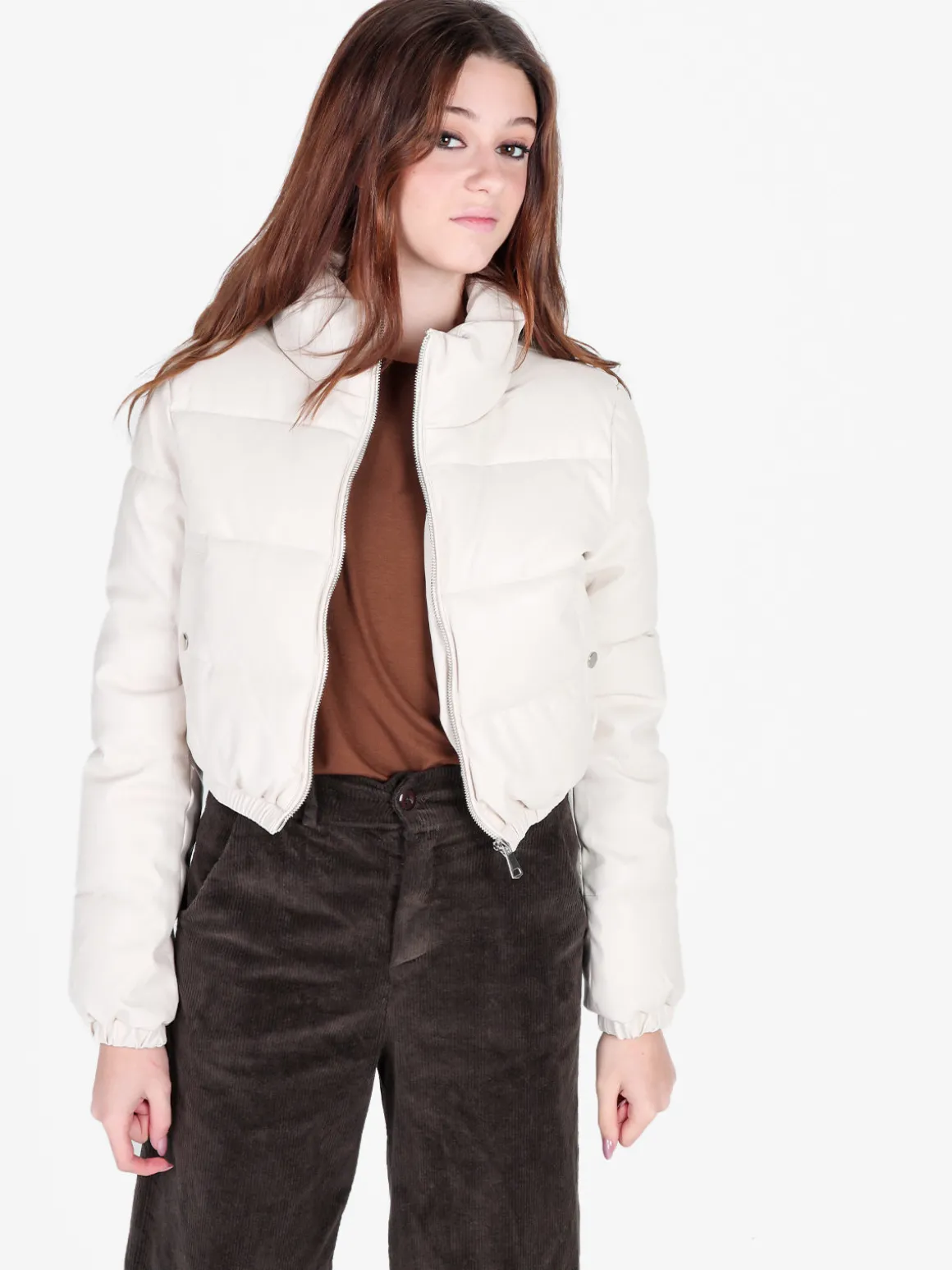 Solada Piumino puffer cropped da donna in ecopelle