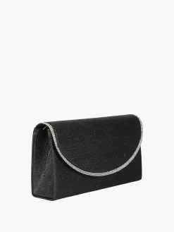 Solada Pochette donna glitter con profilo di strass - nero