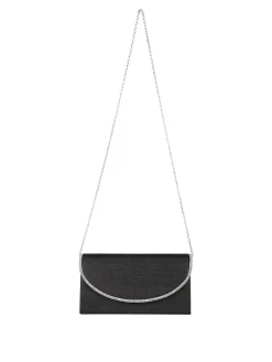 Solada Pochette donna glitter con profilo di strass - nero