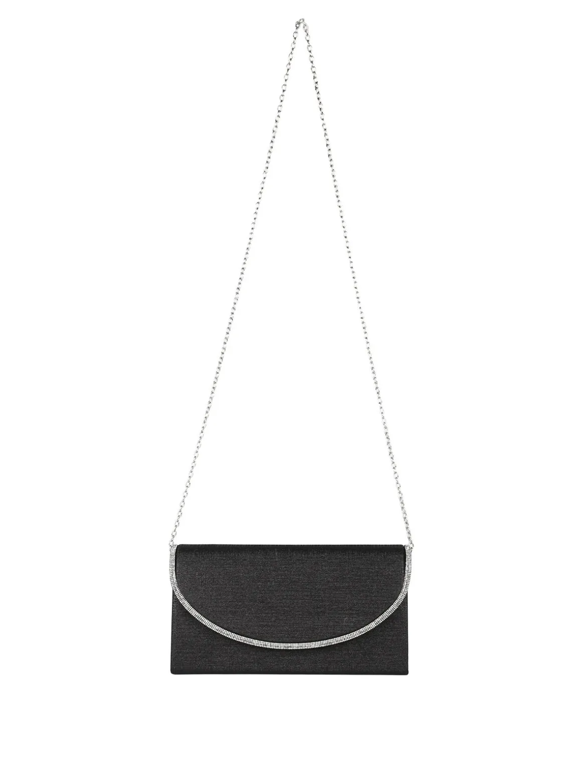 Solada Pochette donna glitter con profilo di strass - nero
