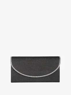 Solada Pochette donna glitter con profilo di strass - nero