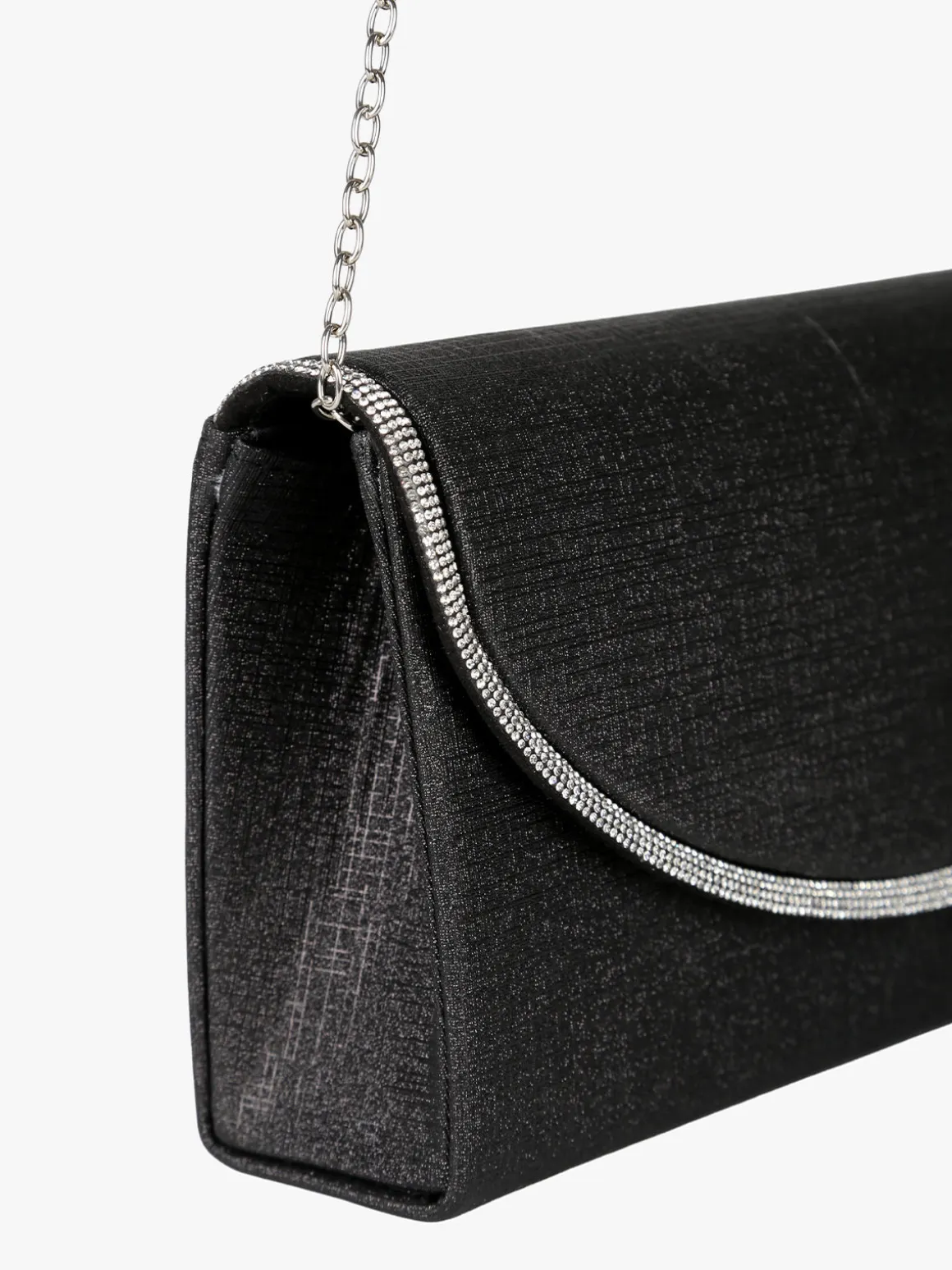 Solada Pochette donna glitter con profilo di strass - nero