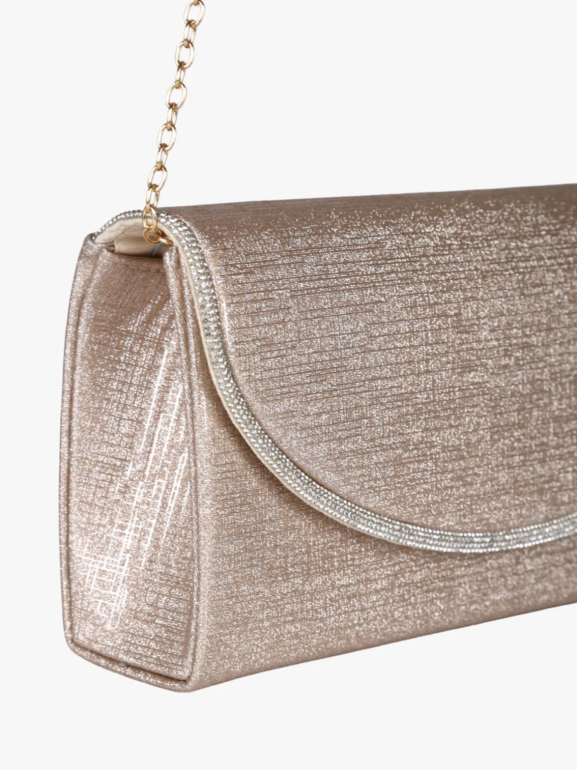 Solada Pochette donna glitter con profilo di strass - champagne