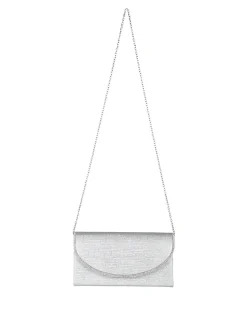 Solada Pochette donna glitter con profilo di strass - argento