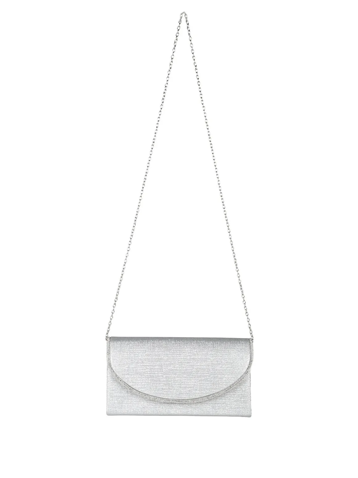 Solada Pochette donna glitter con profilo di strass - argento