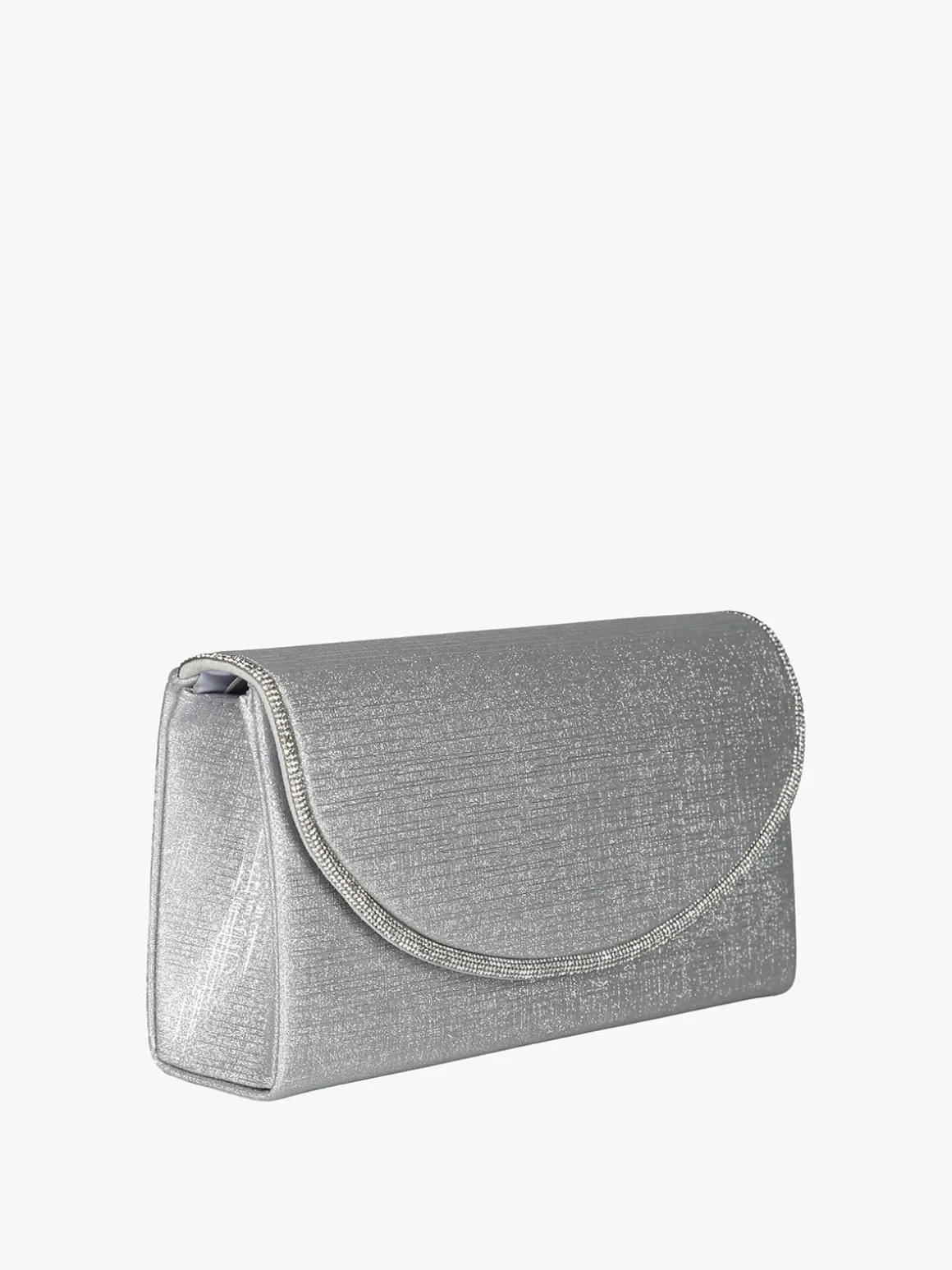 Solada Pochette donna glitter con profilo di strass - argento