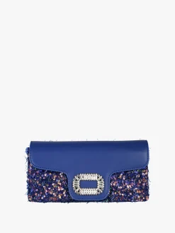 Solada Pochette gioiello da donna con paillettes - blu