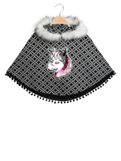 Solada Poncho da bambina con unicorno di paillettes
