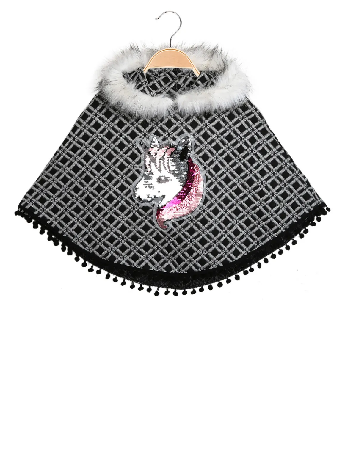 Solada Poncho da bambina con unicorno di paillettes