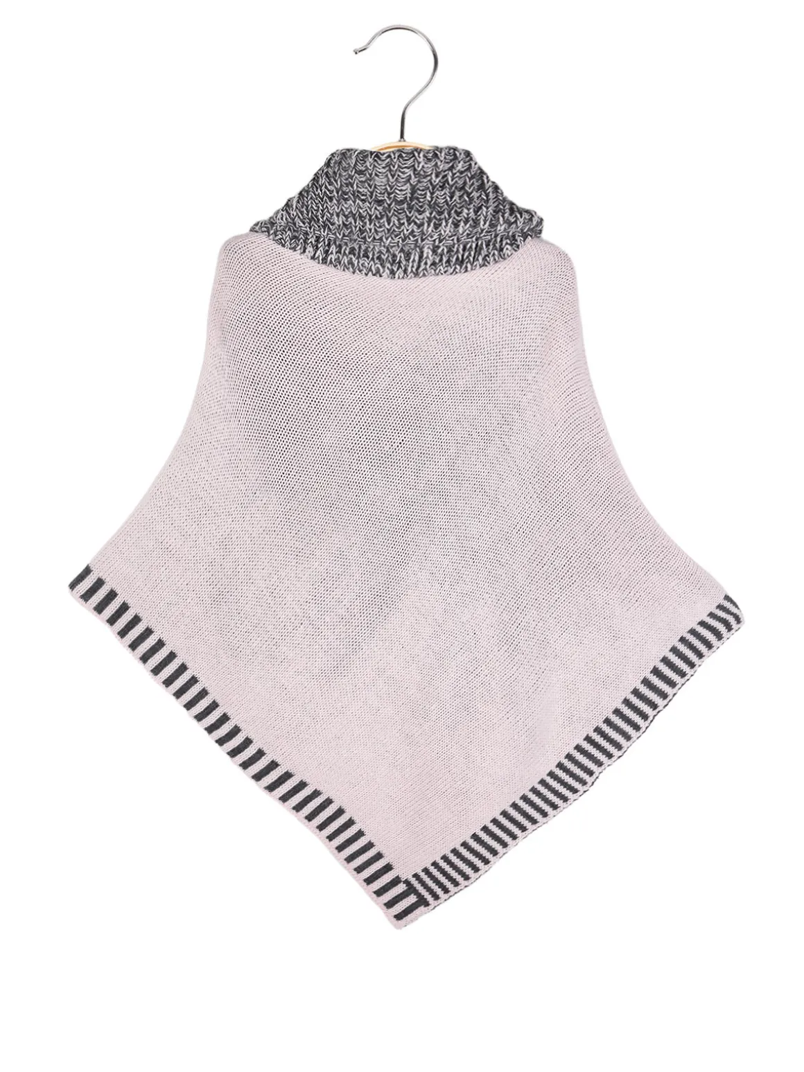 Solada Poncho da bambina in maglia con collo dolcevita