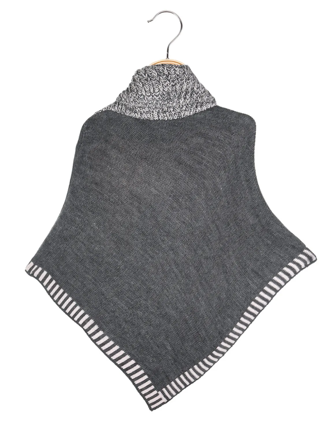 Solada Poncho da bambina in maglia con collo dolcevita