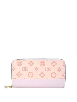 Solada Portafoglio da donna con stampa monogramma e doppia tasca - rosa