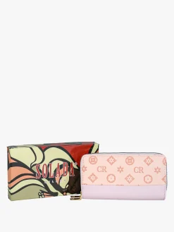 Solada Portafoglio da donna con stampa monogramma e doppia tasca - rosa