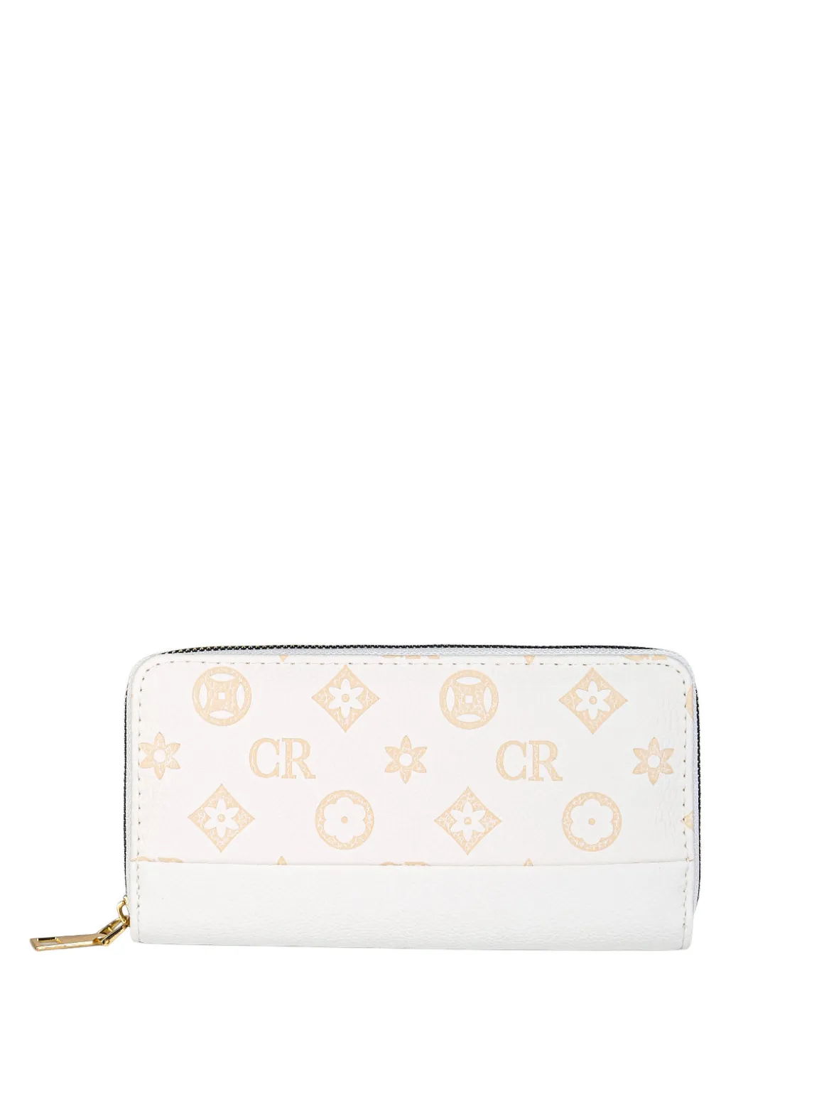 Solada Portafoglio donna con stampa monogramma e zip - bianco