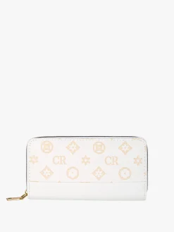 Solada Portafoglio donna con stampa monogramma e zip - bianco