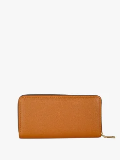 Solada Portafoglio donna con stampa monogramma e zip - cuoio