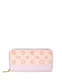 Solada Portafoglio donna con stampa monogramma e zip - rosa