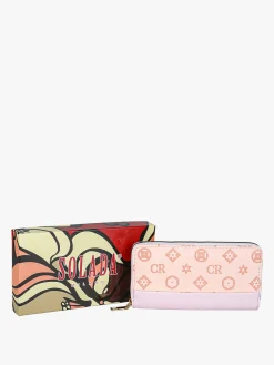 Solada Portafoglio donna con stampa monogramma e zip - rosa