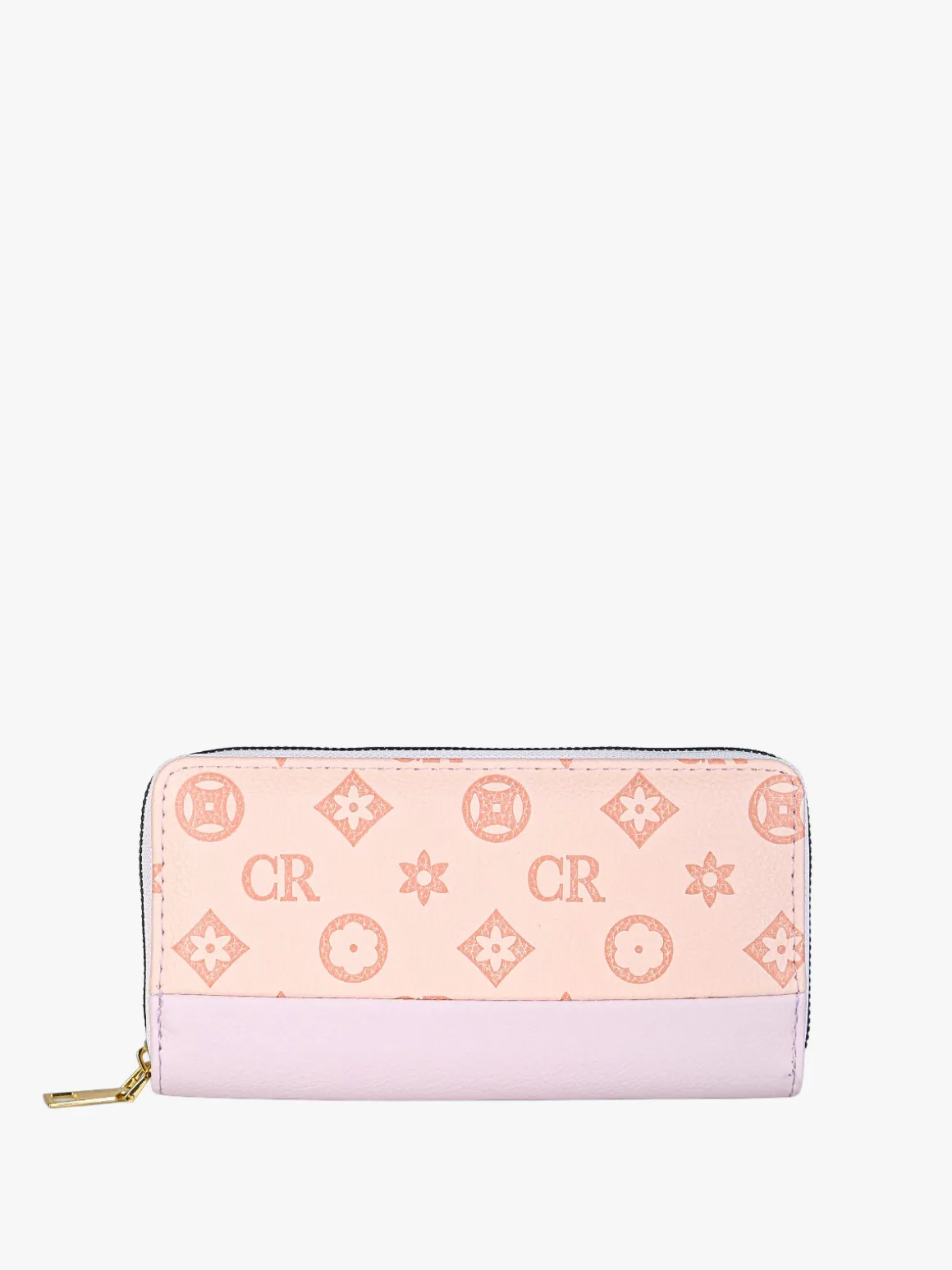 Solada Portafoglio donna con stampa monogramma e zip - rosa