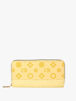 Solada Portafoglio donna con stampa monogramma e zip - giallo
