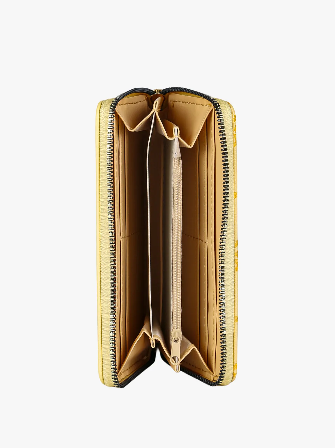 Solada Portafoglio donna con stampa monogramma e zip - giallo