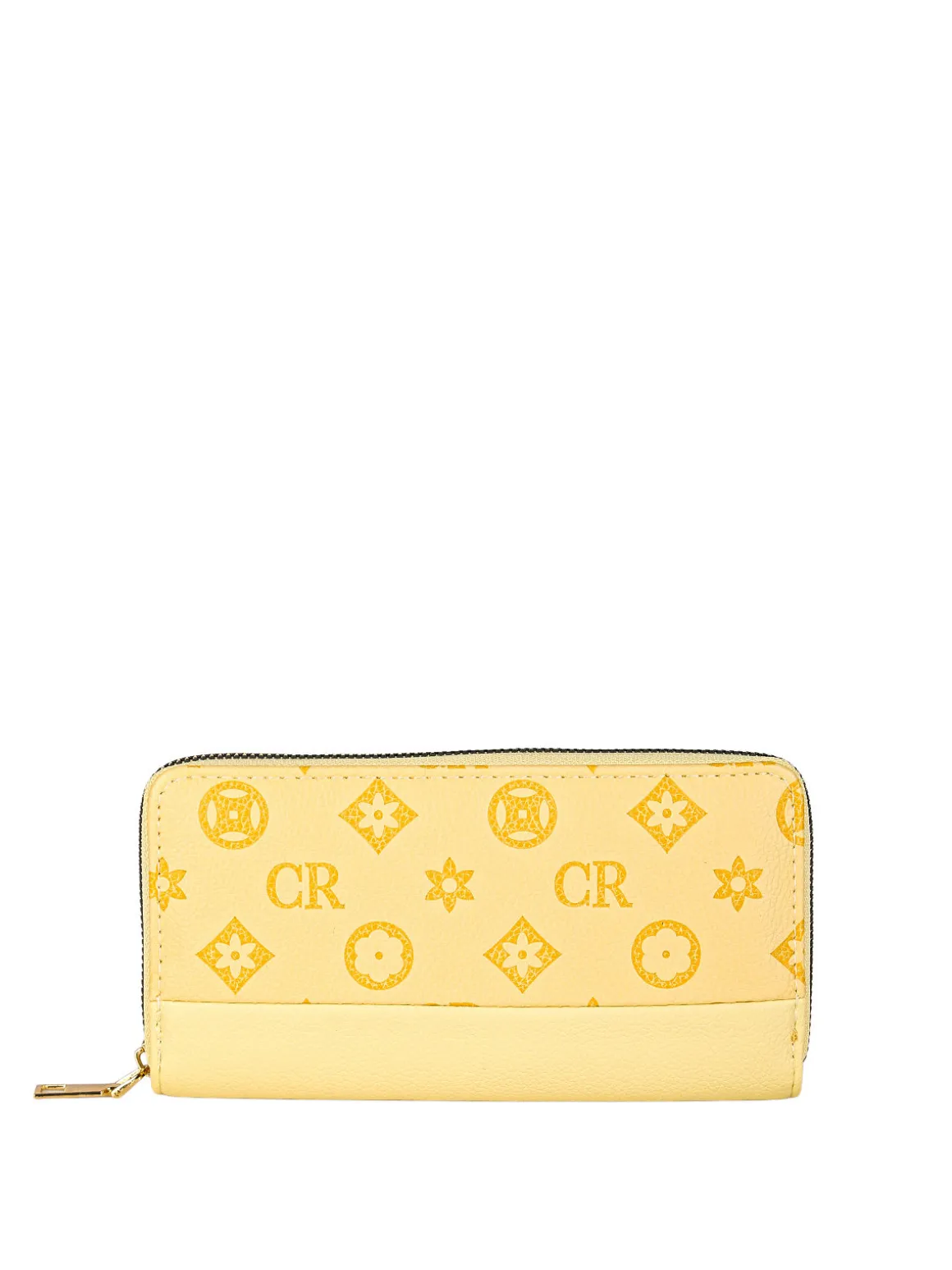 Solada Portafoglio donna con stampa monogramma e zip - giallo