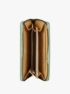 Solada Portafoglio donna con stampa monogramma e zip - pistacchio
