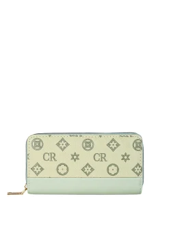 Solada Portafoglio donna con stampa monogramma e zip - pistacchio