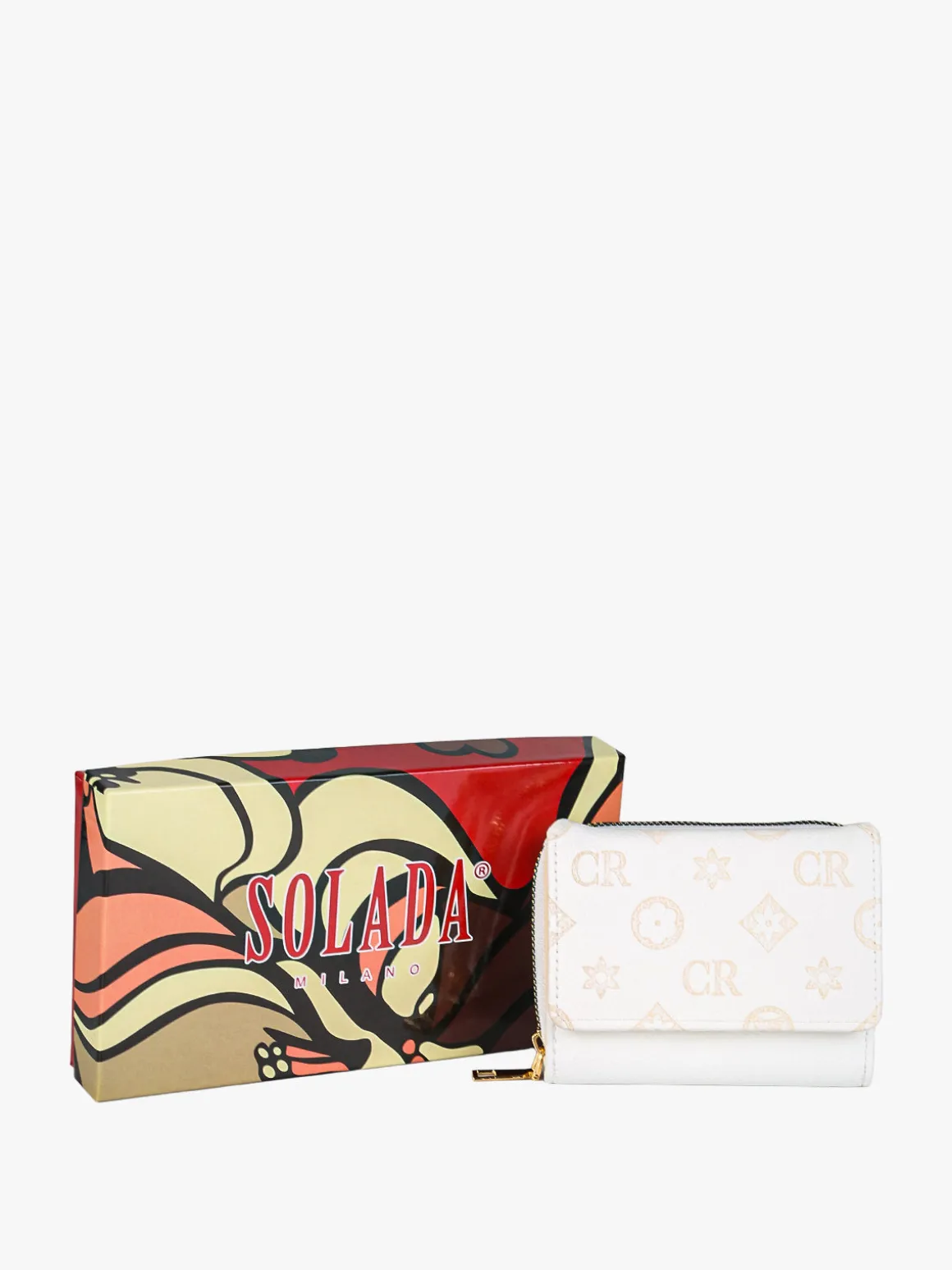 Solada Portafoglio mini da donna con stampa monogramma - bianco