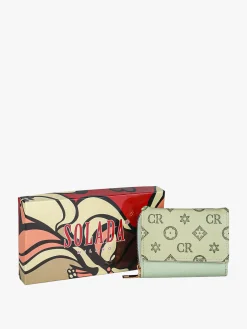 Solada Portafoglio mini da donna con stampa monogramma - pistacchio