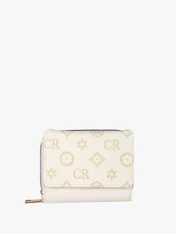 Solada Portafoglio mini da donna con stampa monogramma - beige