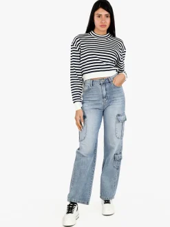 Solada Pullover cropped da donna a righe
