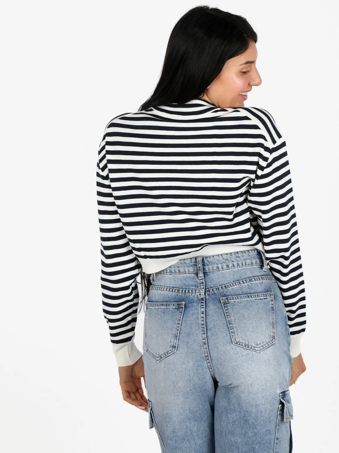 Solada Pullover cropped da donna a righe