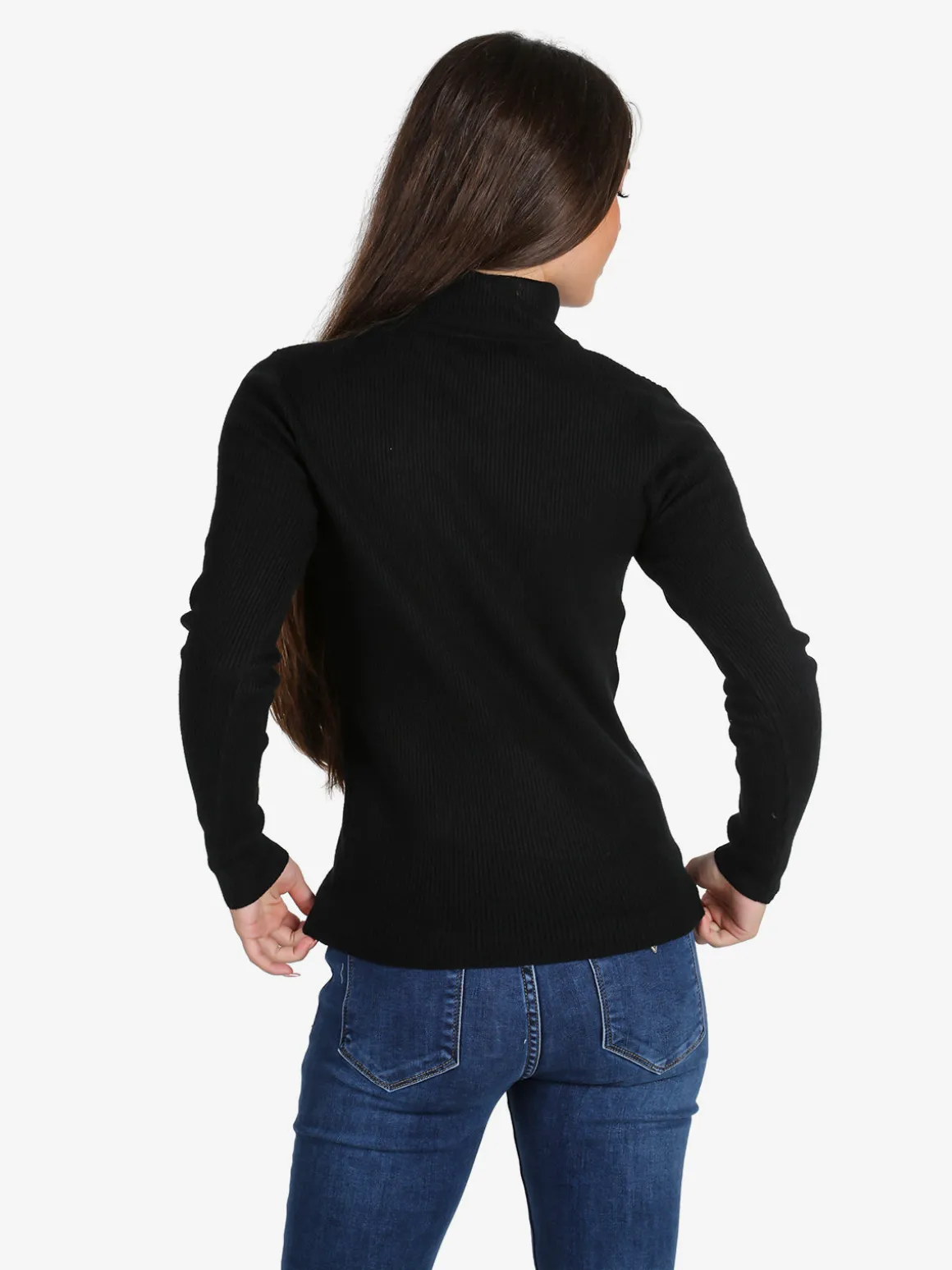 Solada Pullover dolcevita donna a costine - nero