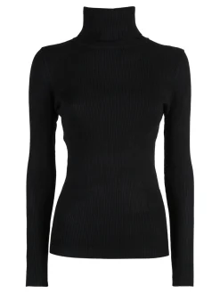 Solada Pullover dolcevita donna a costine - nero