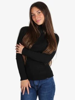 Solada Pullover dolcevita donna a costine - nero