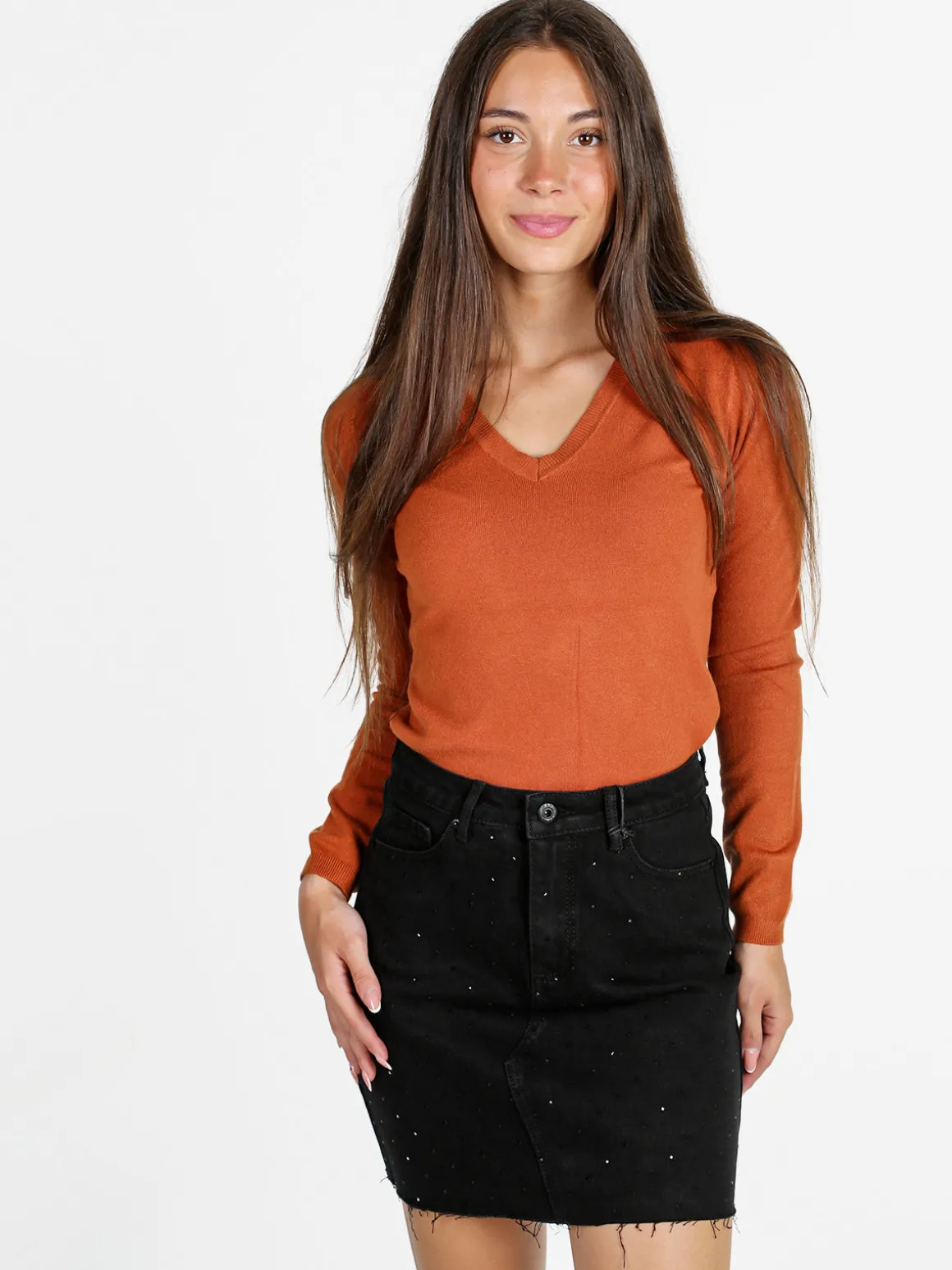 Solada Pullover donna con scollo a V - arancione