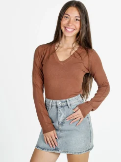 Solada Pullover donna con scollo a V - marrone